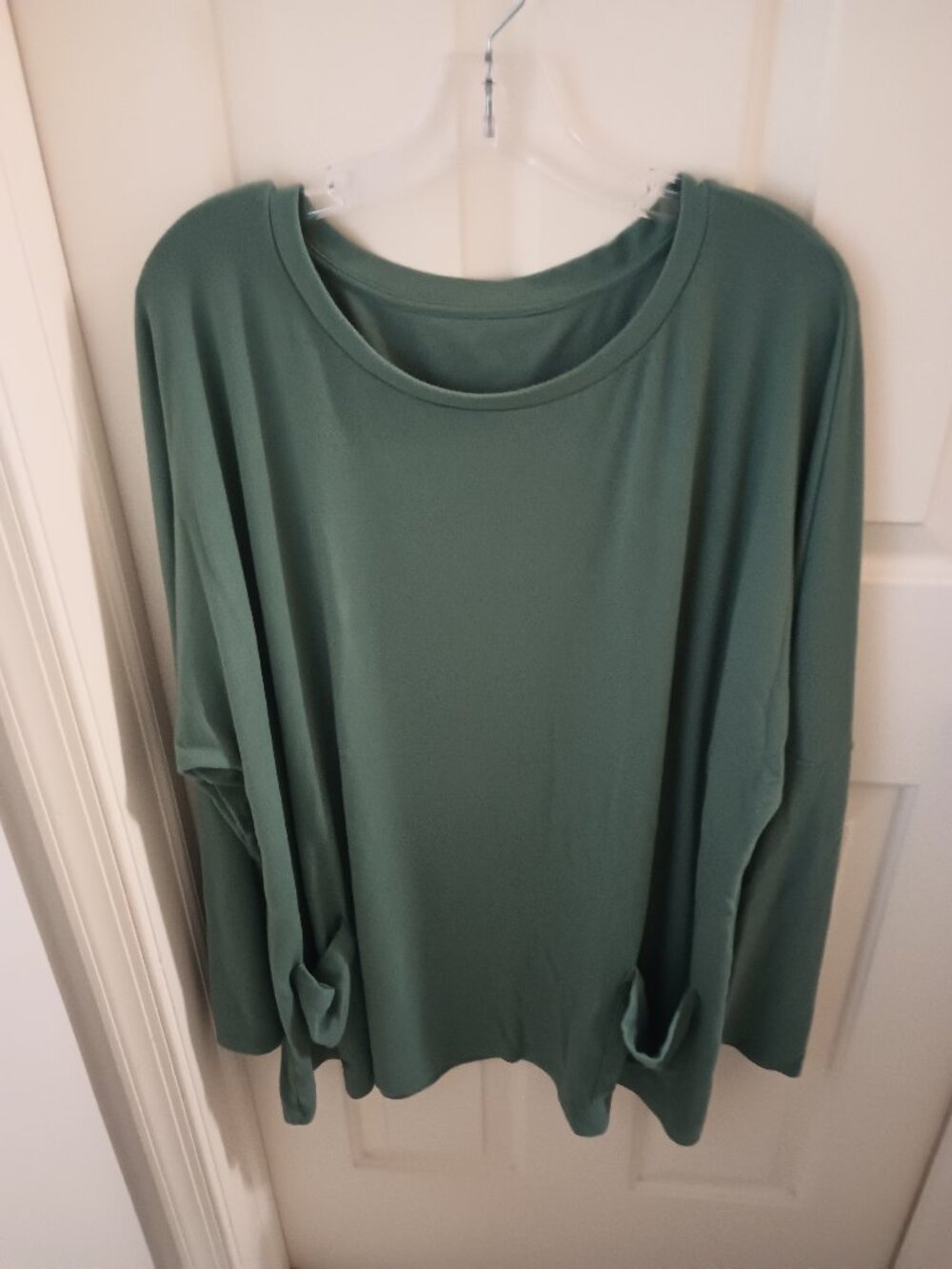 Women's 3x Green Long Sleeve Tunic Top with Pockets